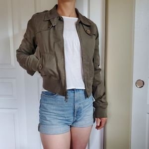 A&F Abercrombie and Fitch womens size medium army green utility bomber jacket
